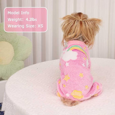 Sebaoyu Dog Pajamas for Small Dogs, Glow in Dark Tie Dye Unicorn Sweater, Super Soft Velvet Material Chihuahua Yorkie Tiny Clothes Outfits(XX-Small,Rainbow)