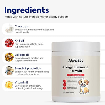 Itch & Allergy Combo for Dogs | Itch Relief Chews + Allergy & Immune Support | Borage Oil, Vitamin E, Krill Oil | Seasonal Allergy Dog Supplement - Pack of 3