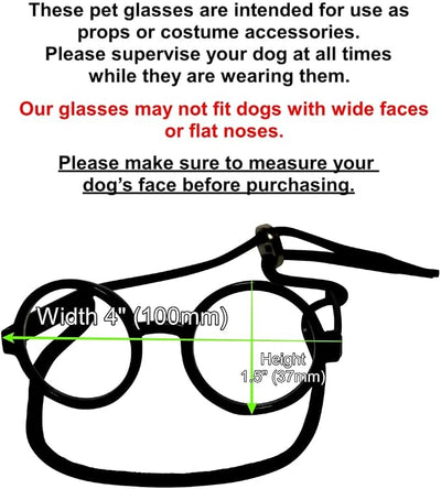 C25 Dog Pet Costume Set Sunglasses + Bow Tie for Small Breed up to 15lbs Adjustable Party Prop Cosplay Photoshoot (Sm Dog up to 15 LBS Round Black-Clear Lens +Black Bow tie)