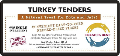Fresh Is Best Turkey Tenders Freeze Dried Dog Treats – Raw Freeze Dried Treats for Dogs & Cats in Resealable Zipper Bag – High-Protein Single Ingredient – Made in the USA