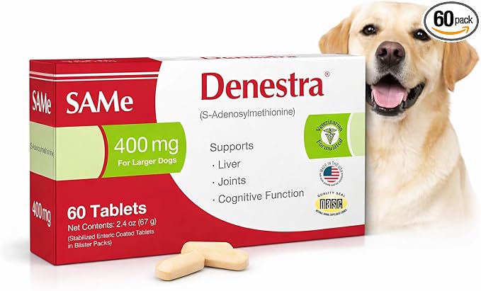 Same for Dogs – S-Adenosyl-L-Methionine (Same) – Liver, Joint & Cognitive Support for Dogs – Promotes Brain Function & Mobility – Vet-Approved Formula – 400 mg – 60 Tablets