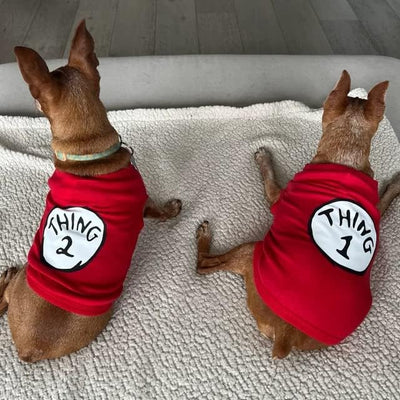Dog Shirts for Pet Clothes Soft Breathable Puppy Shirts Pop Culture Thing 1 to Thing 9 Printed Pet T-Shirt (RED-1, X-Large)