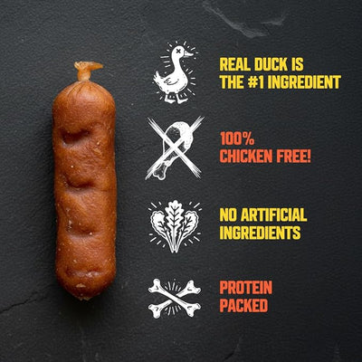 Slammin Sausage Soft Dog Treats, Chewy High Protein Healthy Snack for Puppy and Adult Dogs, Made with Real Duck, Grain Free, Natural Ingredients, 14 oz