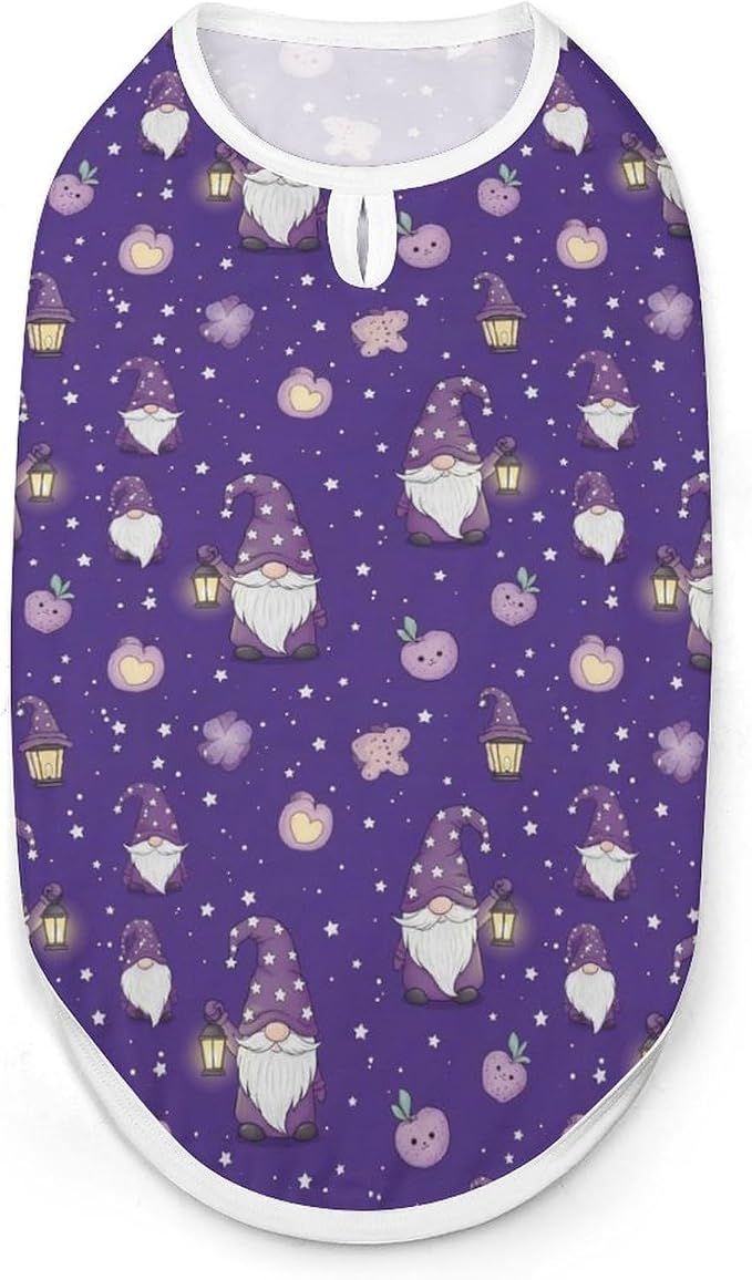 Quick Dry Lightweight Dog Sleeveless Vest, Breathable Pet Shirts Cartoon Sleepy Gnome Purple for Small Medium Puppies, X-Large