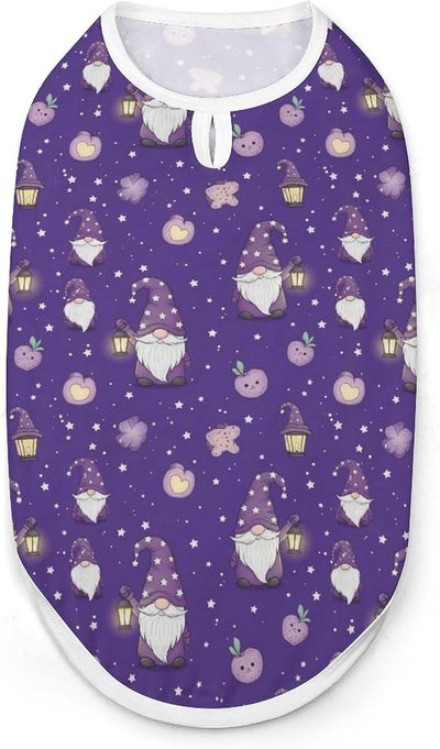 Sun Protection Dog Sleeveless Tank Top Cartoon Sleepy Gnome Purple, Stretchy Breathable Pet Shirts for Small Medium Dogs, Large