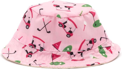 THE WORTHY DOG Golf Bucket Hat for Dogs – Lightweight Pet Sun Hat with Adjustable Chin Strap, Soft Brim & Bright Colors - Pink, Large