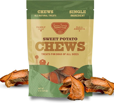 Gaines Family Farmstead Sweet Potato Dog Treats, 8oz Bag - Single Ingredient Sweet Potato Chews for Dogs, Grain Free Rawhide Alternative, High Fiber Healthy Dog Chews, Made in USA