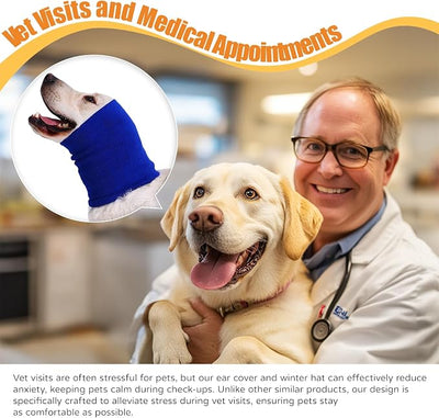 Dog Calming Band Cat and Dog Anxiety Relief Cover,Double Layer Thickened Pet Ears Elastic Neck Band Noise Cancelling Ear Muffs for Anxiety Relief/Noise Protection,Grooming,Thunder,Fireworks