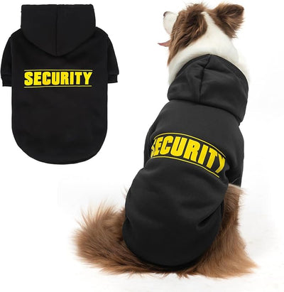 SCENEREAL Security Dog Hoodie Sweater & Jacket - Brushed Fleece for Small to Large Dogs with Hat & Leash Hole Weather & Occasions