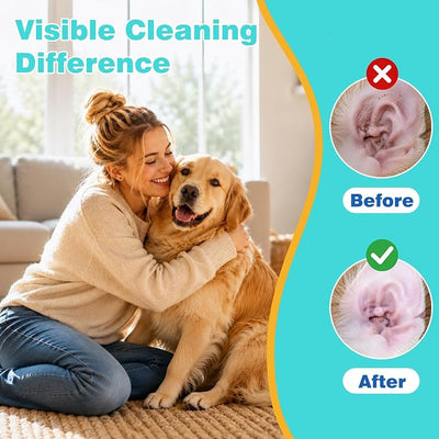 50 Pcs Pet Ear Cleaner Cotton Swabs for Dogs and Cats, Liquid-Filled Ear Cleaning Sticks for Removing Dirt, Wax and Odor, Gentle Ear Care for Dogs Cats and Small Pets