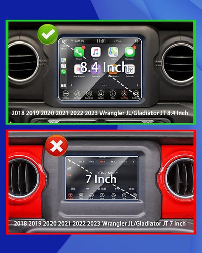 2pcs 2018 2019 2020 2021 2022 2023 Wrangler JL/Gladiator JT Screen Protector for Jeep JLU Rubicon Gladiator 4xe 8.4Inch 2025 Wrangler Gladiator Accessories Tempered Glass Wrangler Unlimited Sahara(NOT FOR 7Inch)