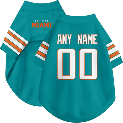 Miami Dog Clothes Jersey Style Personalized Pet T Shirt with Custom Name Number for Small Medium Large Dogs