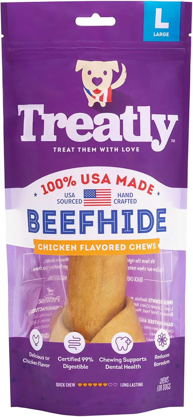 USA Beefhide Bones 9-10" Dog Chew Treats - Chicken Flavor, 1 Count/1 Pack