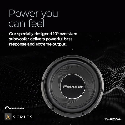 Pioneer A-Series TS-A25S4 10” Subwoofer – 1300W Max, Sealed or Ported Enclosure Compatible, Strong Bass