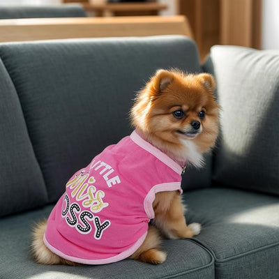 Pistha 4 Pack Dog Shirts Summer Printed Puppy Clothes Cute Sleeveless Pet T Shirts Dog Clothes for Small Medium Dogs Cats Girl(M)