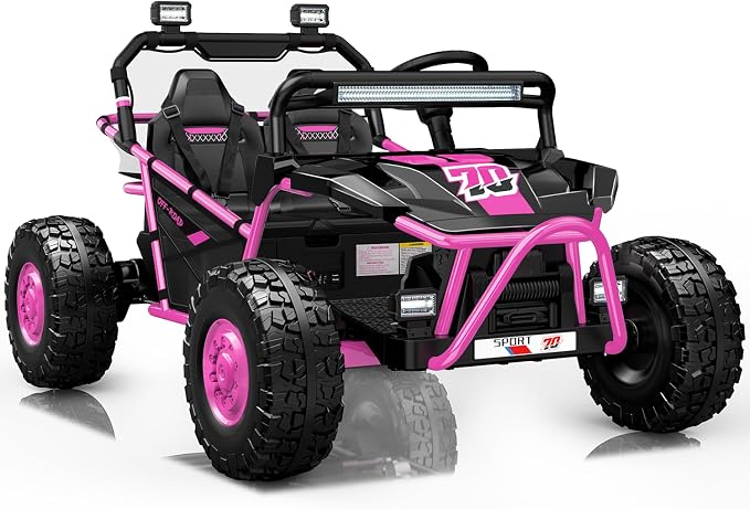 First Ride On 36V Kids Ride On UTV, 2-Seater 500W Electric Car for Kids 6+, 6–9 MPH Speed, 14" EVA Wheels, Metal Frame, Bluetooth Music, Rear Metal Suspension Off-Road Vehicle (Pink)