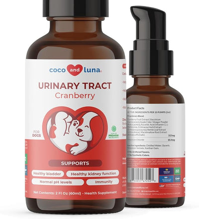 Cranberry Liquid for Dogs - UTI, Bladder Health & Incontinence | Liquid cranberry formula. Easy to mix with food. Supports UTI relief, bladder health & urinary tract function in dogs.