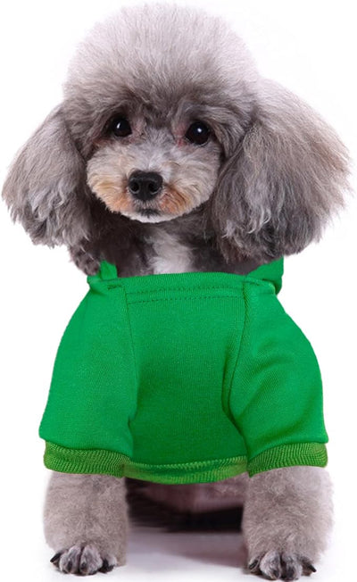 Jecikelon Print Dog Hoodies for Small Dogs, Soft Fleece Puppy Clothes for Pet Cat, Warm Winter Outfits Cold Weather Coats, Cute Sweatshirt Puppies Costume (Green, XX-Small)
