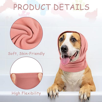 Frienda 2 Pcs Dog Ear Muffs Dog Calming Ear Cover Anxiety Relief Cover Face Neck Warmer Quiet Head Sleeves for Noise Bathing Grooming Drying(Large,Black, Pink)