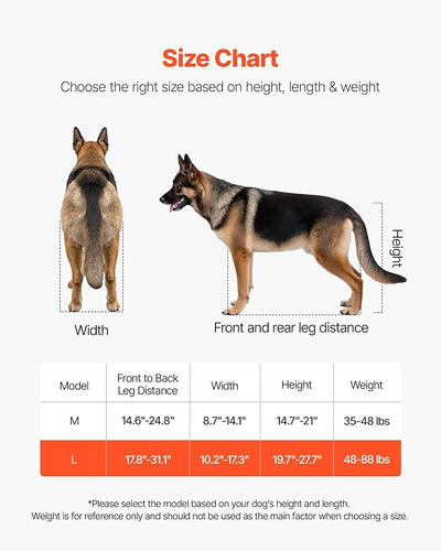 VEVOR Dog Wheelchair for Back Legs, Lightweight 2 Wheels Pet Wheelchair, Height, Width & Length Adjustable, Dog Cart with Shock-Absorbing Wheels, for Injured, Disabled Dogs