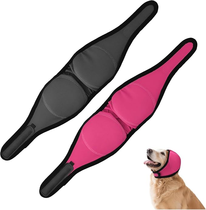 2 Pack Dog Ear Covers for Bathing, Grooming & Swimming, XL Size Waterproof No Shake Ear Wraps for Dogs, Calming Hoodie Ear Muffs for Noise & Anxiety Relief, Blow Drying & Hematoma Protection