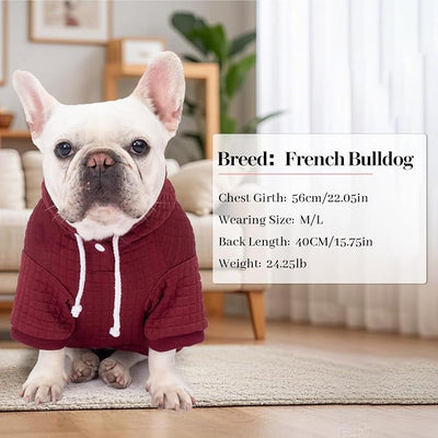 2 Pack Dog Hoodie Sweaters for Small Medium Dogs Warm Dog Clothes for Large Dogs Soft Waffle-Like Laminated Sweatshirt Bulldog (Brown+Wine Red, XXL (Back: 26",Chest: 34.5", Neck: 25"))