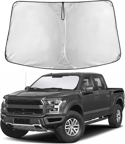 EcoNour Windshield Sunshade Compatible for Ford F150 2015-2018 2019 2020, Sun Visor for Front Windshield & Window Sun Shade Cover, UV Heat Blocker & Protector, Car Accessories