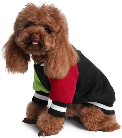 Cute Dog Sweater - Stretchy Dog Pullover Sweatshirt,Soft and Warm Winter Clothes for Boy & Girl Dogs,Suitable for Puppies & Adult Dogs (Black+Red+Green, Large)