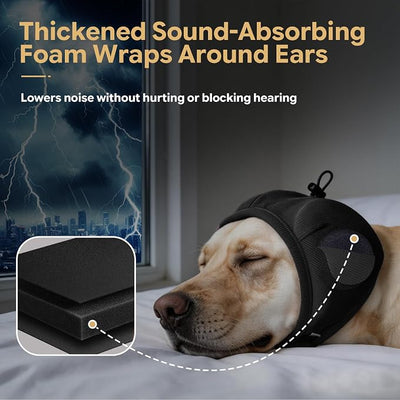 Dotoner Dog Ear Muffs No Shake Anxiety Relief for Thunder Fireworks | Noise Protection For Fireworks Thunder, No Flap Ear Wrap With Adjustable Secure Fit, Soft Velvet For Four Seasons