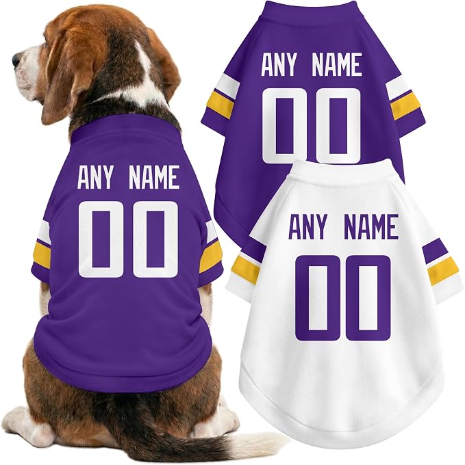 Minnesota Dog Clothes Jersey Style Personalized Pet T Shirt with Custom Name Number for Small Medium Large Dogs