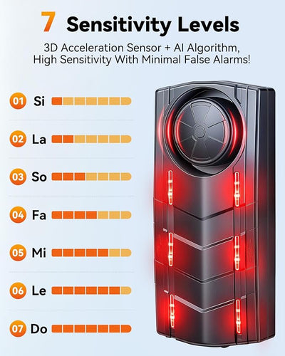 Upgraded 115dB Car Alarm System, Anti-Theft Vibration Sensor Alarm with Ultra-Bright Red Warning Light, Wireless Remote Anti Theft Vehicle Device, for Car, RV, SUV, Truck.