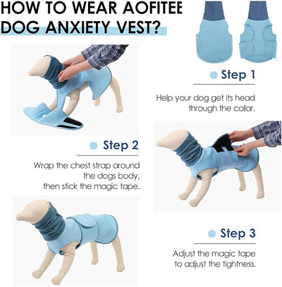 AOFITEE Extra-Large Dog Anxiety Vest, Thunder Jacket for Dogs Anxiety, Breathable Pets Calming Shirt for Fireworks, Thunder, Travel, Separation, Anti-Anxiety Pet Calming Vest with Collar, XXXL