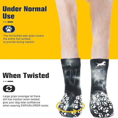 EXPAWLORER Anti Slip Dog Socks to Prevent Licking Paws, Dog Shoes for Hot Pavement, Dog Booties for Small Medium Large Senior Dogs, Traction Control Boots & Paw Protectors for Hardwood Floors