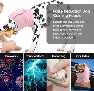 KOESON Dog Calming Hoodie, Soft No Shake Ear Wraps for Dogs, Adjustable Dog Ear Muffs Noise Protecion, Head & Neck Covers for Dogs for Thunder, Firework, Grooming, Separation Anxiety, Hematoma