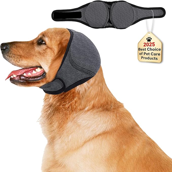 No Flap Ear Wraps for Dogs Dog Ear Muffs Noise Protection Cover Waterproof Snoods for Dogs Bathing Grooming Thunder Fireworks Doggie Hush Ear Covers French Bulldog Pointy Tight Fit Ears(S)