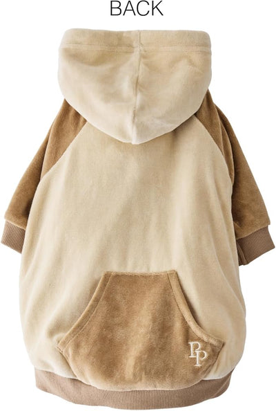 Pet Passion Cooper II Organic Cotton Velour Dog Hoodie Pet Coat for Small, Medium and Large Dogs, Coffee Color Block, X-Large (55-80 lbs)