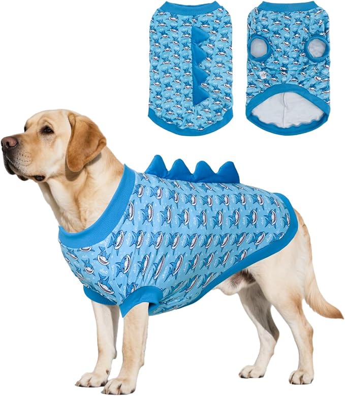 CuteBone Dinosaur Costume Dog Shirt, Stretchy Velvet T-Shirt Clothes for Large Dogs, Soft & Breathable Pet Tee Outfit Pitbull Apparel for Daily Wear, Cozy Pullover Design Big Dog Fashion COSBX04-4XL
