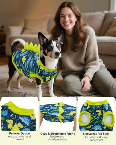 CuteBone Dinosaur Costume Dog Shirt, Stretchy Velvet T-Shirt Clothes for Small Dogs, Soft & Breathable Pet Tee Outfit Cat Apparel for Daily Wear, Cozy Pullover Design Puppy Fashion COSBX06XS