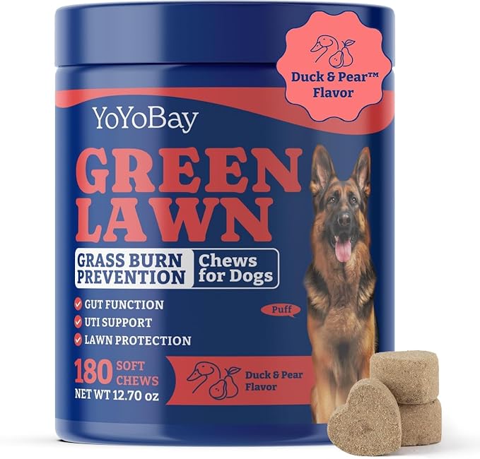 Dog Urine Neutralizer for Lawn - 180 Chews Grass Savers for Dog Urine, Green Grass Dogs Chews with DL-Methionine, Dogs Pee Grass Neutralizer for All Breeds Ages (180ct Green Lawn)