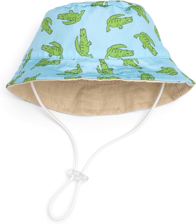 THE WORTHY DOG Alligators Bucket Hat for Dogs – Lightweight Pet Sun Hat with Adjustable Chin Strap, Soft Brim & Bright Colors - Blue, Large