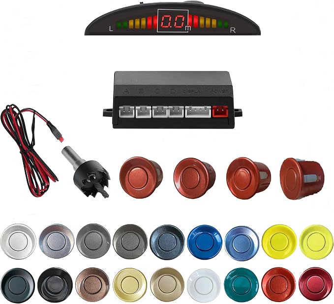 Parking Sensor Kit Backup Sensor Kit Reverse Sensor for Car 18 Color Options for Probes Adjustable Alarm Volume Professional Sensore de Reversa para Carro Safe Driving Assistant（Dark Red