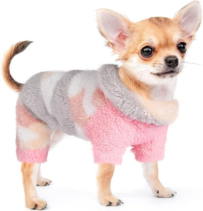 Sebaoyu Turtleneck Dog Pajamas for Small Dogs, Fleece Sweater Winter Cute Tiny Clothes Outfit, Puppy Pet Jumpsuits Chihuahua Yorkie Cat Clothing (Camouflage Pink, Small)