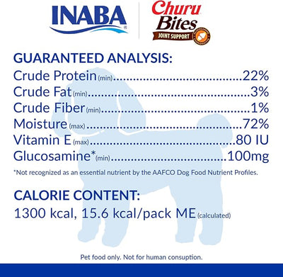 INABA Churu Bites Joint Support for Dog, Functional Lickable Dog Treat with Taurine & Green Tea Extract, 1.26oz Each, 18 Tubes Total, Chicken with Salmon Recipe