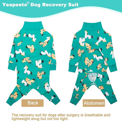 Dog Recovery Suit After Surgery Female Male, Medium Large Dog Neuter Shirt Cone Alternatives Prevent Licking Surgical Onesies (Green Pony, 3XL)