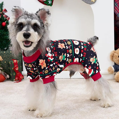 XPUDAC 4 Pack Christmas Dog Pajamas Comfy Dog Clothes for Small Medium Dogs Girl Boy Holiday Pet Outfit Winter Puppy Jumpsuits Pet Pjs Apparel, XL