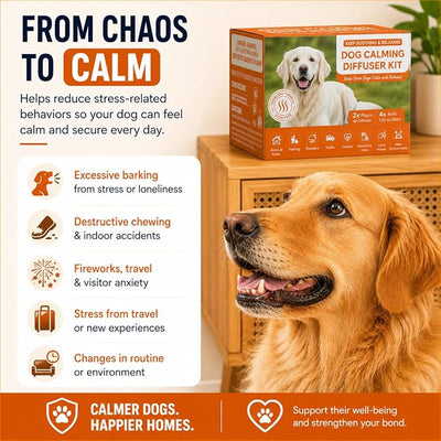 Dog Calming Pheromone Diffuser Kit, 6-in-1, 2 Plug-In Diffusers & 4 Refills | Helps Reduce Barking, Separation Anxiety, Destructive Chewing And Indoor Marking With Up To 120 Days Of Continuous Calming