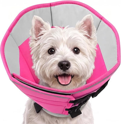 AOFITEE Dog Cones for Medium Dogs, Soft Dog Cone Collar After Surgery, Adjustable Cone for Dogs to Stop Licking with Adjustable Buckle, Pet E-Collar Alternative for Wound Healing(PinkGrey,Medium)