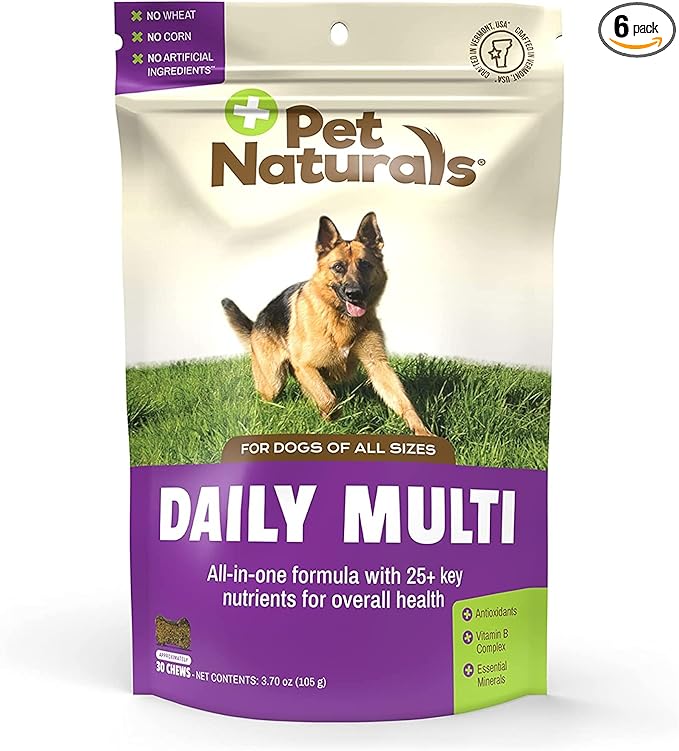 Pet Naturals Daily Multivitamin for Dogs, Veggie Flavor, 30 Chews - Yummy Chews with Amino Acids, and Antioxidants - Supports Energy, Metabolic Function and Pet Wellness (Pack of 6)