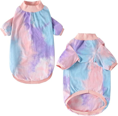 Dog Cotton Colorful Tie Dye T-Shirts Soft and Stretchy Breathable Pet Shirt Pajamas Pets Clothes for Large Dogs Tiedye 3XL