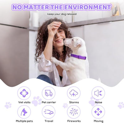 Calming Collar for Dogs 4 Pack - Up to 240 Days Pheromone Dog Collar for Anxiety and Stress Support - Fits Small Medium Large Dogs, Purple